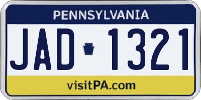 PA license plate JAD1321