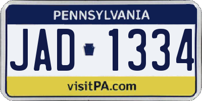 PA license plate JAD1334