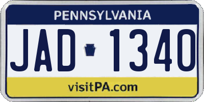 PA license plate JAD1340