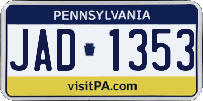 PA license plate JAD1353