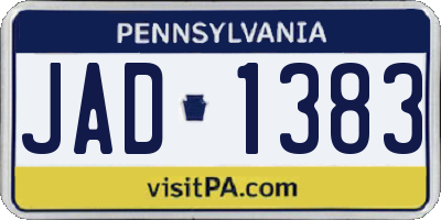 PA license plate JAD1383