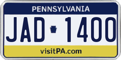 PA license plate JAD1400