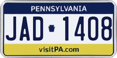 PA license plate JAD1408