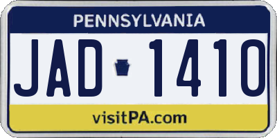 PA license plate JAD1410