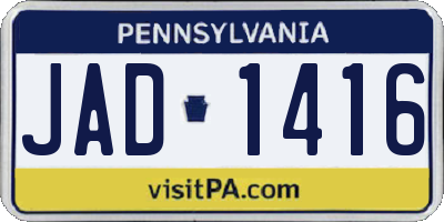 PA license plate JAD1416