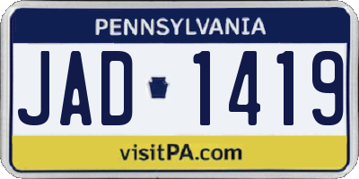 PA license plate JAD1419