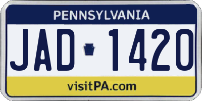 PA license plate JAD1420