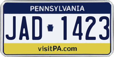 PA license plate JAD1423