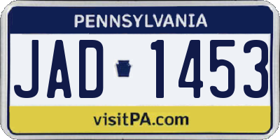 PA license plate JAD1453