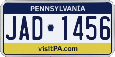 PA license plate JAD1456