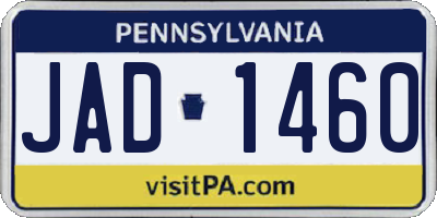 PA license plate JAD1460