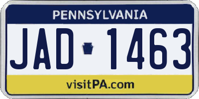 PA license plate JAD1463