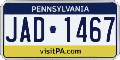 PA license plate JAD1467