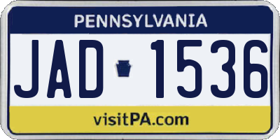 PA license plate JAD1536