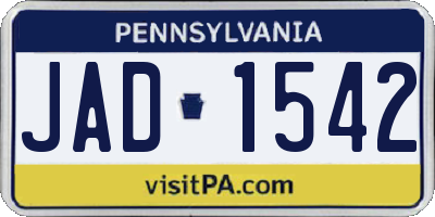 PA license plate JAD1542