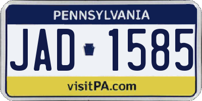 PA license plate JAD1585