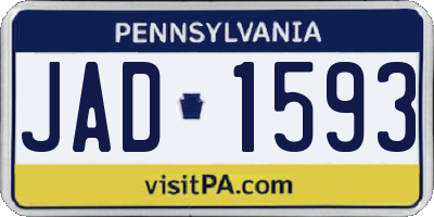 PA license plate JAD1593