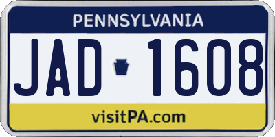 PA license plate JAD1608