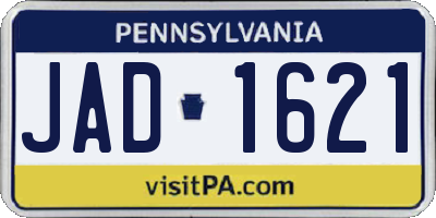 PA license plate JAD1621