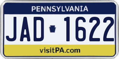 PA license plate JAD1622