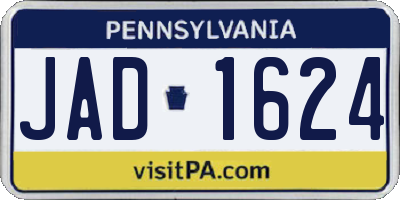 PA license plate JAD1624