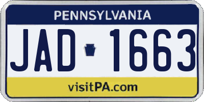 PA license plate JAD1663