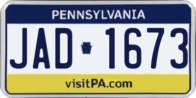 PA license plate JAD1673