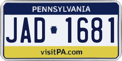 PA license plate JAD1681