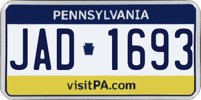 PA license plate JAD1693