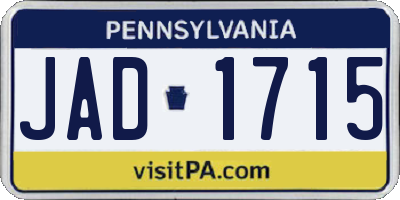 PA license plate JAD1715
