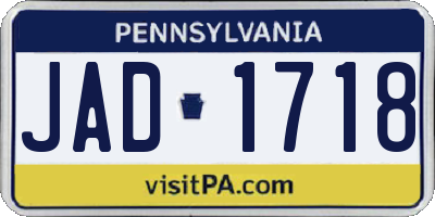 PA license plate JAD1718