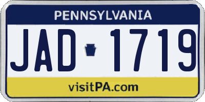 PA license plate JAD1719