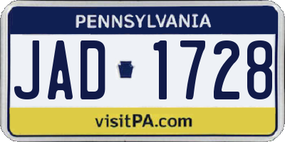 PA license plate JAD1728