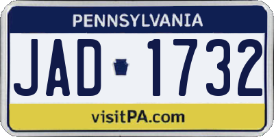 PA license plate JAD1732