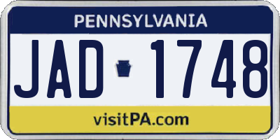PA license plate JAD1748