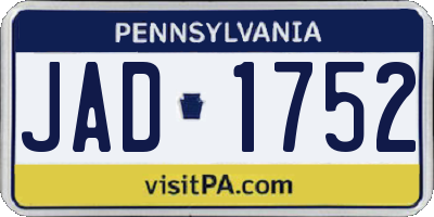 PA license plate JAD1752