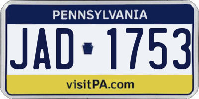 PA license plate JAD1753