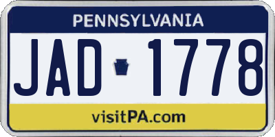 PA license plate JAD1778