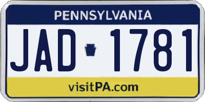 PA license plate JAD1781