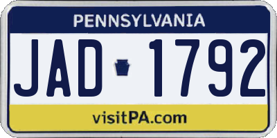 PA license plate JAD1792
