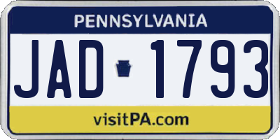 PA license plate JAD1793