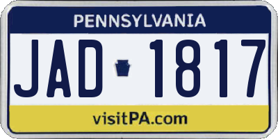 PA license plate JAD1817