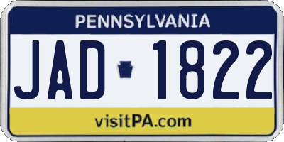 PA license plate JAD1822