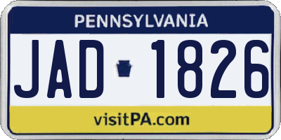 PA license plate JAD1826