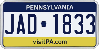 PA license plate JAD1833