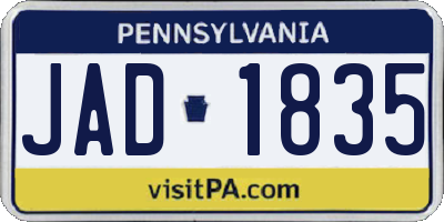 PA license plate JAD1835