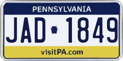 PA license plate JAD1849