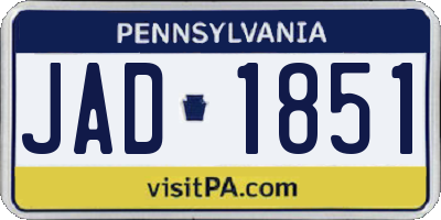 PA license plate JAD1851