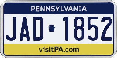 PA license plate JAD1852