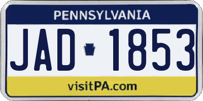 PA license plate JAD1853